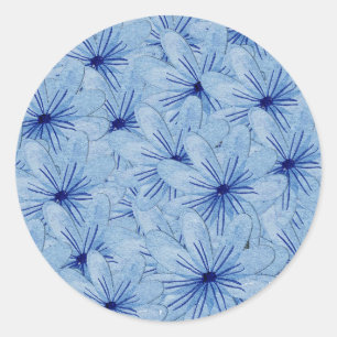 Sticker Rond Aquarelle Bouquet de fleurs sauvages bleues