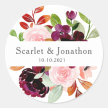 Aquarelle Bourgogne rousse Automne Mariage Floral