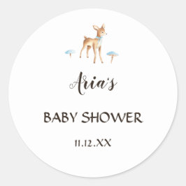 Sticker Rond Aquarelle Boy Cerf Enveloppe douche blanche Sceau