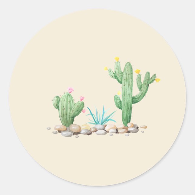 Sticker Rond Aquarelle Cactus (Devant)