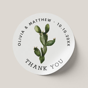 Sticker Rond Aquarelle cactus verdure mariage merci
