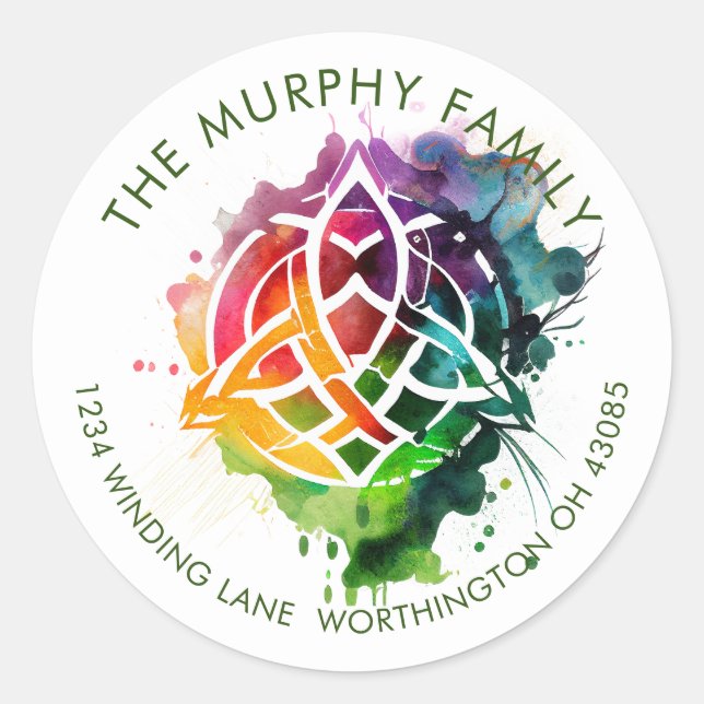 Sticker Rond Aquarelle Celtique Grunge colorée Design (Devant)