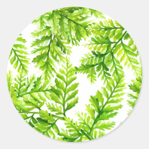 Sticker Rond Aquarelle Chartreuse Green Fermes Motif Mariage