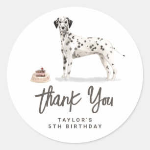 Sticker Rond Aquarelle Chien dalmate Merci d'anniversaire