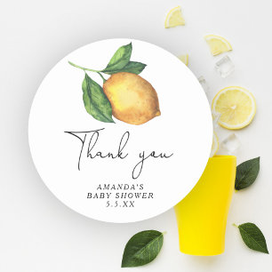 Sticker Rond Aquarelle citron merci 