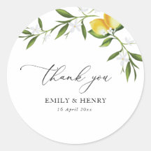 aquarelle citron verdure fleurie mariage merci