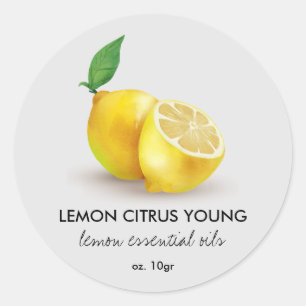 Sticker Rond Aquarelle Citron vert citron gris