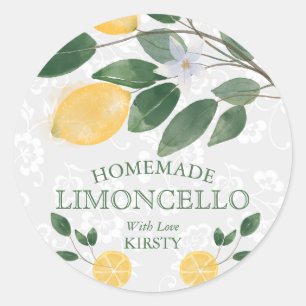 Sticker Rond Aquarelle Citrons siciliens Limoncello fait maison