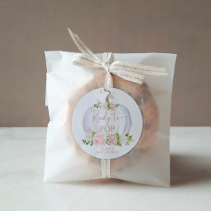 Sticker Rond Aquarelle citrouille dorée prête à éclater Classiq