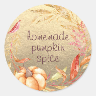 Sticker Rond Aquarelle Citrouille maison 