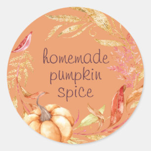 Sticker Rond Aquarelle Citrouille maison Folithe Orange