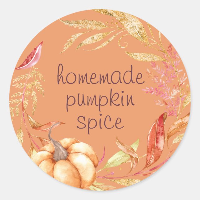 Sticker Rond Aquarelle Citrouille maison Folithe Orange (Devant)