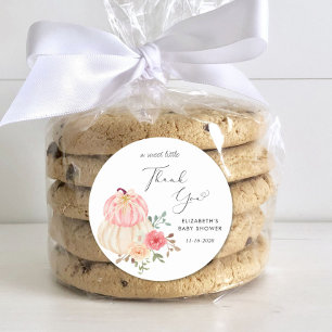 Sticker Rond Aquarelle Citrouille mignonne Bébé Fille Douche Me