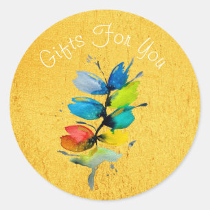 Sticker Rond Aquarelle colorée lâche abstraite florale