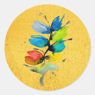Sticker Rond Aquarelle colorée lâche abstraite florale