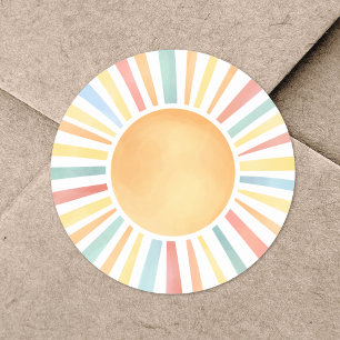 Sticker Rond Aquarelle couleur soleil