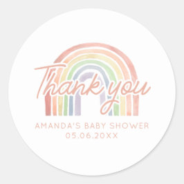 Sticker Rond Aquarelle Cute Pastel Baby shower arc-en-ciel Favo