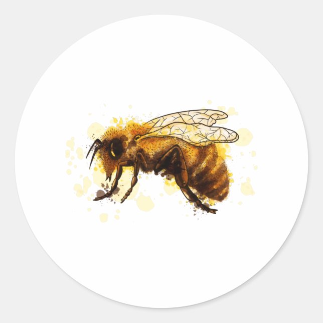 Sticker Rond Aquarelle d'abeille (Devant)