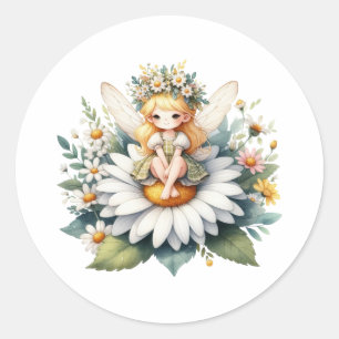 Sticker Rond Aquarelle Daisy Fairy