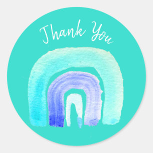 Sticker Rond Aquarelle d'amour bleu arc-en-ciel