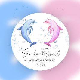 Sticker Rond Aquarelle Dauphins Révélation de genre
