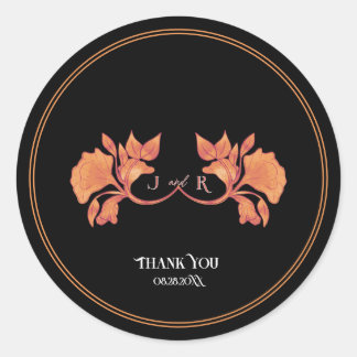 Sticker Rond Aquarelle d'automne Art nouveau Mariage