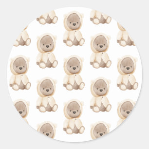 Sticker Rond Aquarelle de bébé de l'ours simple