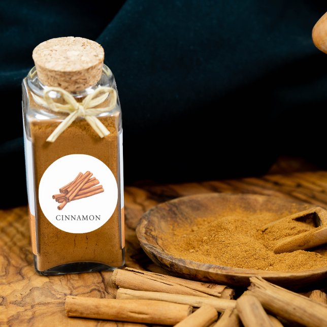 Sticker Rond Aquarelle de cannelle d'herbe (Herb Cinnamon Watercolor Classic Round Sticker)