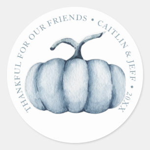 Sticker Rond Aquarelle de citrouille Thanksgiving personnalisée