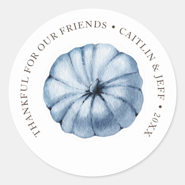 Sticker Rond Aquarelle de citrouille Thanksgiving personnalisée (Devant)