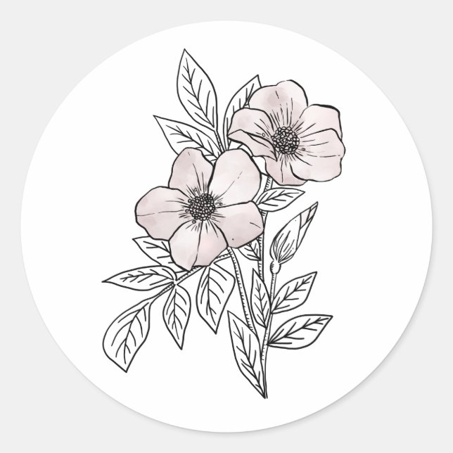 Sticker Rond Aquarelle de fleurs art, élément esthétique (Devant)