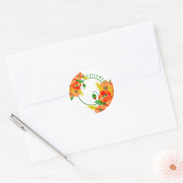 Sticker Rond Aquarelle de fleurs sauvages (Enveloppe)
