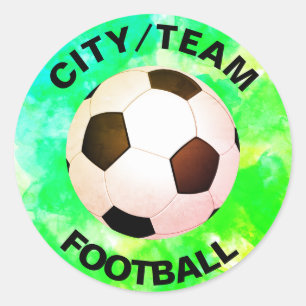 Sticker Rond Aquarelle de football personnalisable