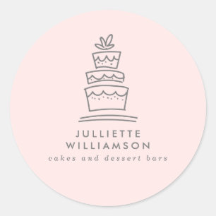 Sticker Rond Aquarelle de gâteau Mariage à main