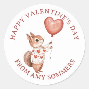 Sticker Rond Aquarelle de l'enfant Heureuse Sainte-Valentin ani