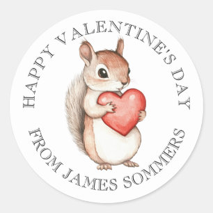 Sticker Rond Aquarelle de l'enfant Heureuse Sainte-Valentin ani