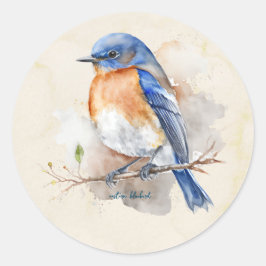 Sticker Rond Aquarelle de Little Eastern Bluebird