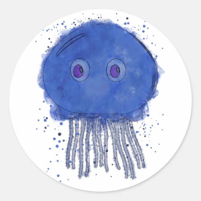 Sticker Rond Aquarelle de méduse de bébé (Devant)