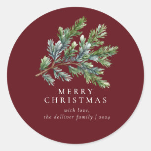Sticker Rond Aquarelle de Noël simple Floral