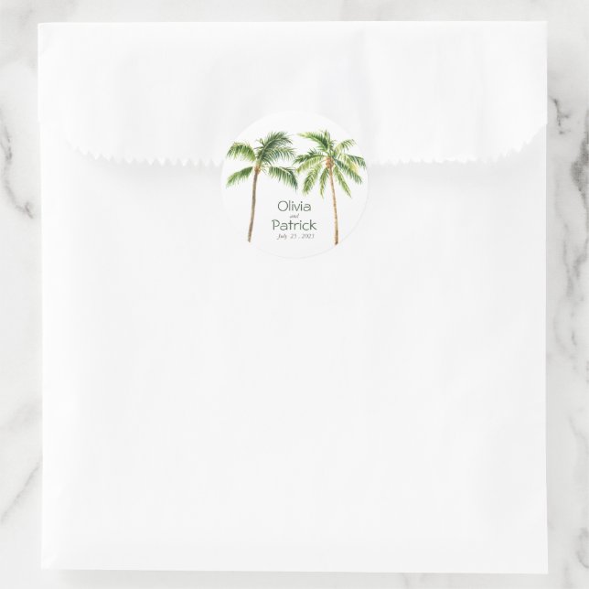 Sticker Rond Aquarelle de palmier Jungle tropicale (Sac)