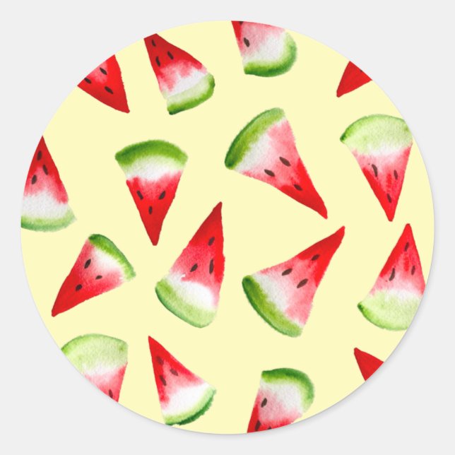 Sticker Rond Aquarelle de pastèque fruit mignon (Devant)