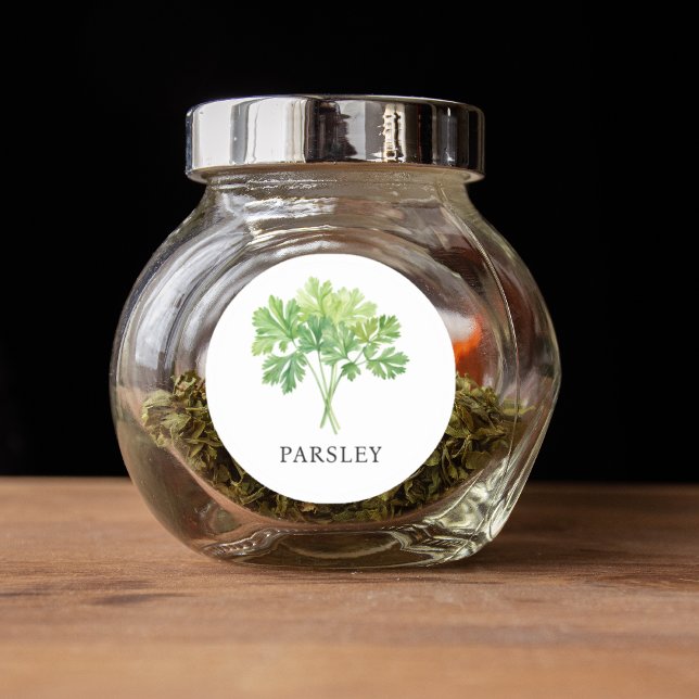 Sticker Rond Aquarelle de persil d'herbe (Herb Parsley Watercolor Classic Round Sticker)