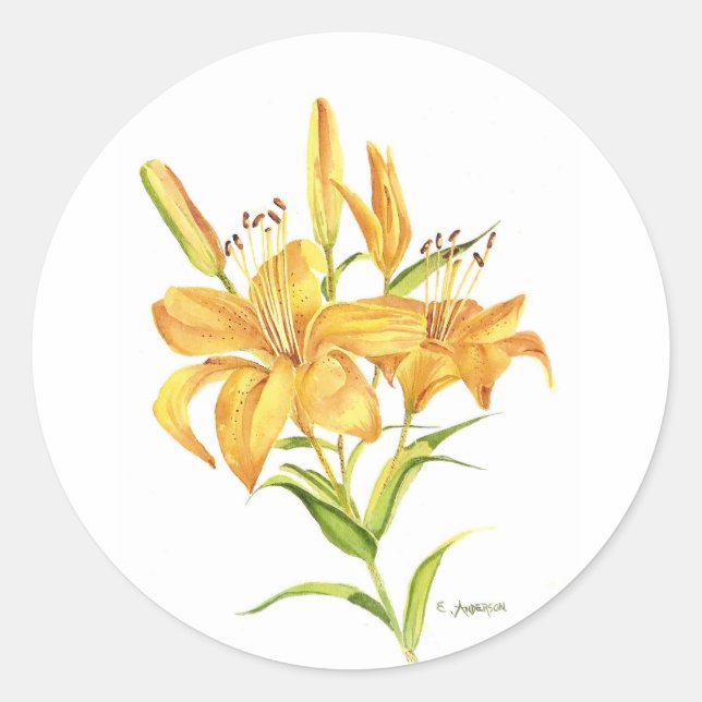 Sticker Rond Aquarelle de tigre jaune (Devant)