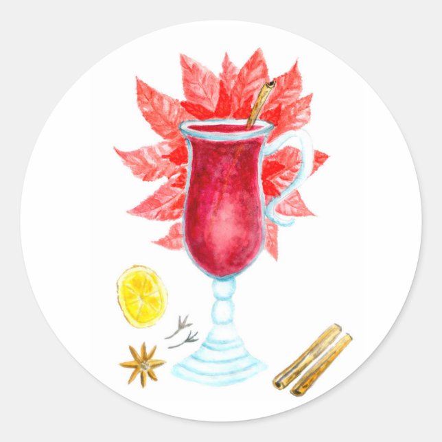Sticker Rond Aquarelle de vin multicouche (Devant)