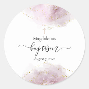 Sticker Rond aquarelle décoration Baptême petite fille