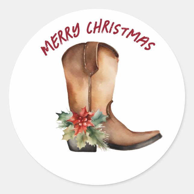 Sticker Rond Aquarelle - démarrage de Noël (Devant)