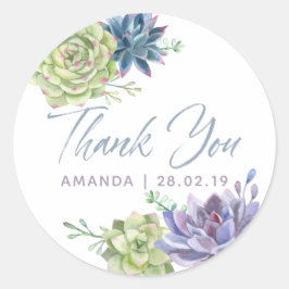 Sticker Rond Aquarelle Désert Cactus Succulents Merci