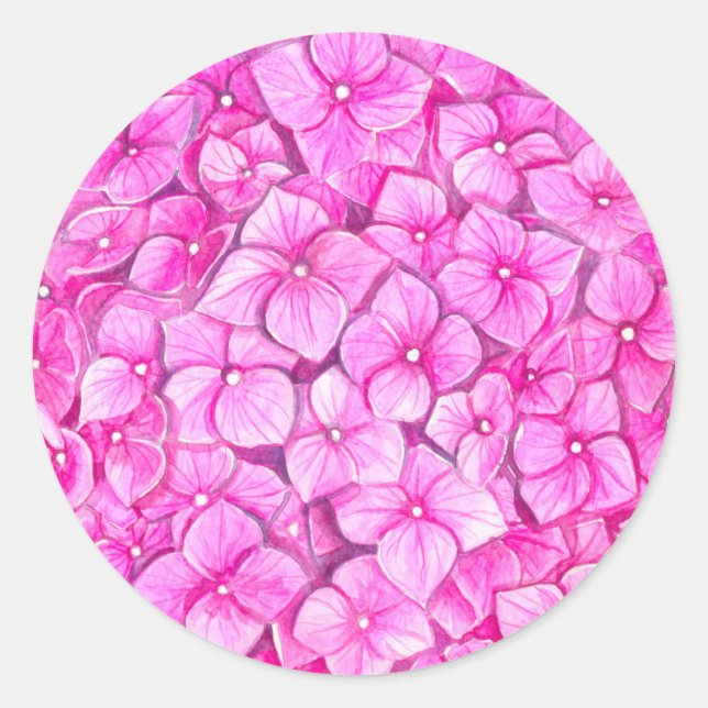 Sticker Rond Aquarelle d'Hydrangea (Devant)