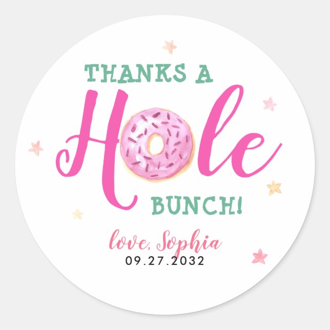 Sticker Rond Aquarelle Donut Grâce À Un Merci De Trou (Devant)