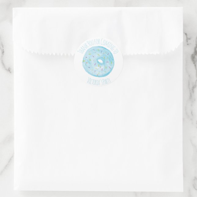 Sticker Rond Aquarelle Donut Sprinkings Main Drake Blue (Sac)